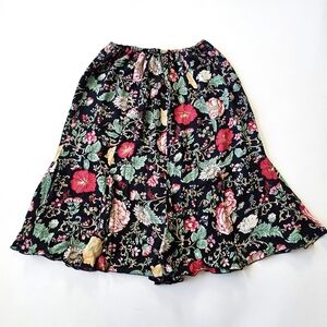 🌸 Kate Hill Womens Floral Midi Skirt Size 18 Elastic Waist Back Zip Navy